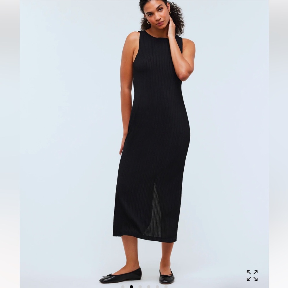 Madewell Black Ribbed Midi Dress